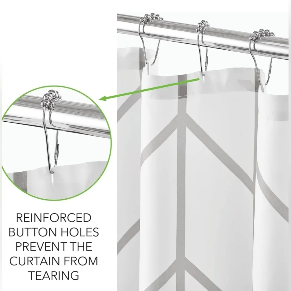 Shower curtain, chevron gray/white